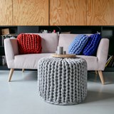OSLO chunky knit pouf - Grey  - Grey - Design : Panapufa 2