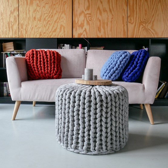 OSLO chunky knit pouf - Grey  - Grey - Design : Panapufa