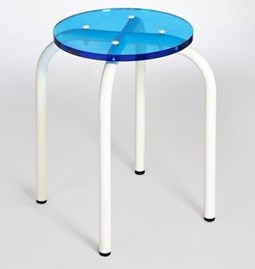 Transparent stool blue - White powder coated steel