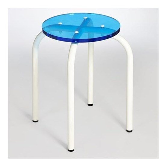 Transparent stool blue - White powder coated steel - Design : Laurent Badier Design