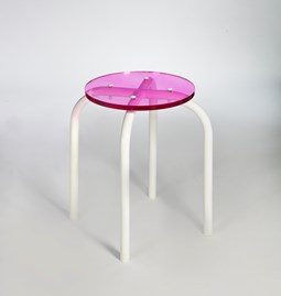 Transparent stool Pink - White powder coated steel