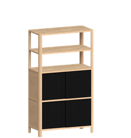 Cloe Système de Rangement Modulaire - Chêne avec Portes en bois de chêne noir