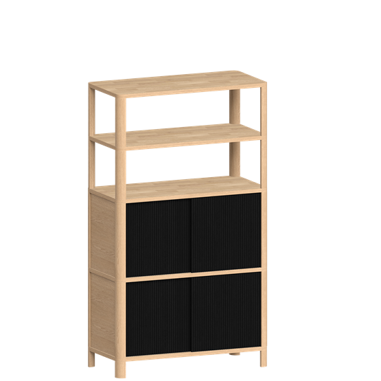 Cloe Système de Rangement Modulaire - Chêne avec Portes en bois de chêne noir - Design : WOODENDOT