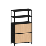 Cloe Système de Rangement Modulaire - Noir avec portes en bois de chêne 6