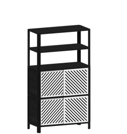 Cloe Modular Storage System Shelf - Black with White Metal Doors