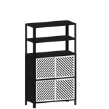 Cloe Système de Rangement Modulaire - Noir avec portes en métal blanc 6