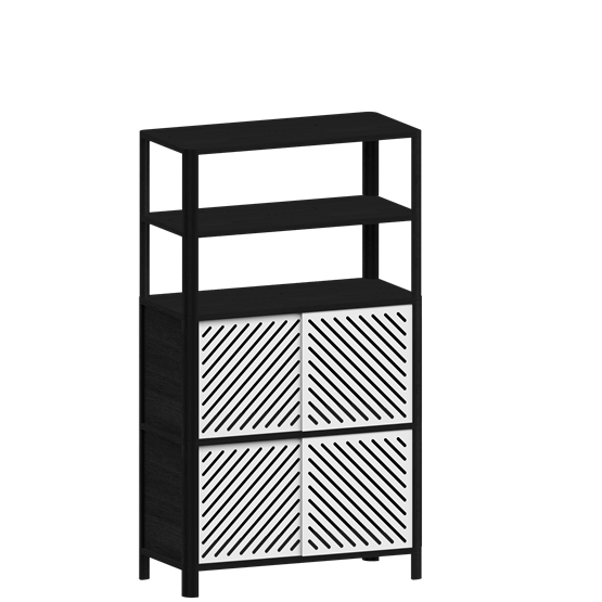Cloe Système de Rangement Modulaire - Noir avec portes en métal blanc - Design : WOODENDOT