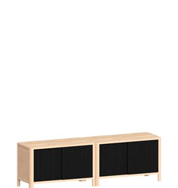 Cloe Meuble TV avec système de rangement modulaire - Chêne avec portes en bois de chêne noir