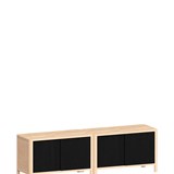 Cloe Meuble TV avec système de rangement modulaire - Chêne avec portes en bois de chêne noir 7