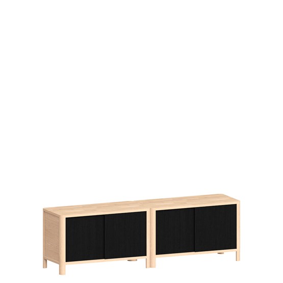 Cloe Meuble TV avec système de rangement modulaire - Chêne avec portes en bois de chêne noir - Design : WOODENDOT