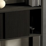 Cloe Meuble TV avec système de rangement modulaire - Noir avec portes en bois de chêne noir 4