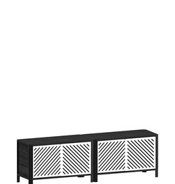 Cloe Meuble TV avec système de rangement modulaire - Noir avec portes en métal blanc