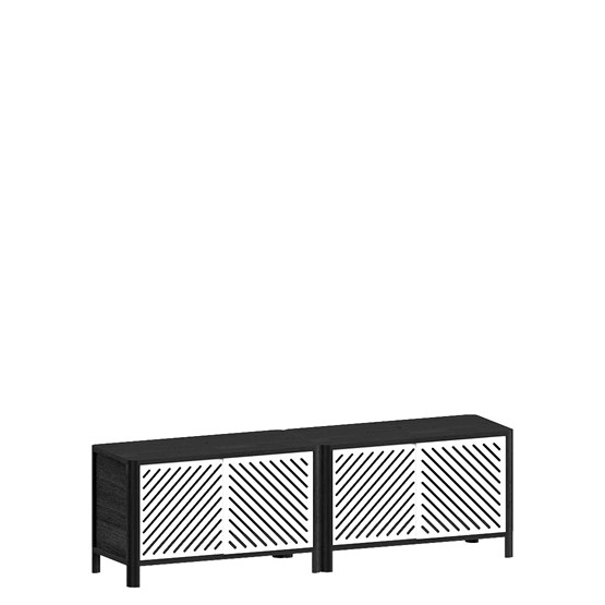 Cloe Meuble TV avec système de rangement modulaire - Noir avec portes en métal blanc - Design : WOODENDOT