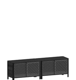 Cloe Meuble TV avec système de rangement modulaire - Noir avec portes en métal noir