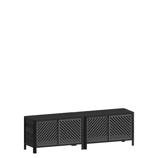 Cloe Meuble TV avec système de rangement modulaire - Noir avec portes en métal noir - Design : WOODENDOT