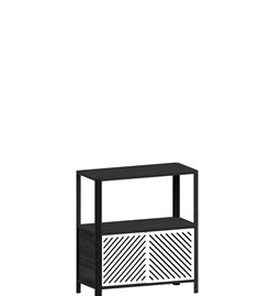 Cloe Table d'Appoint Système de Rangement Modulaire - Noir avec portes en métal blanc