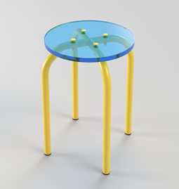 Transparent stool blue - Yellow powder coated steel  