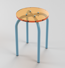 Transparent stool light blue - Light Orange powder coated steel    