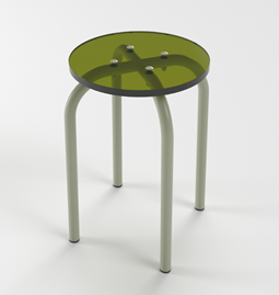 Transparent stool green - Red powder coated steel