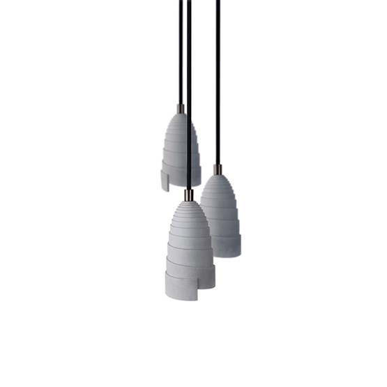 Lamp concrete suspension black accessories - Triple flannel - Design : Gone's