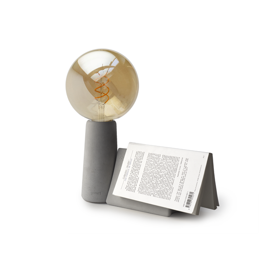 Lampe de table PHARE avec marque-page et Ampoule LED style Edison - Béton - Design : Gone's