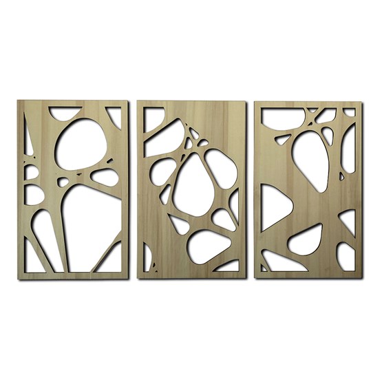 Wall decoration Triptych frame Cells - Verni - Light Wood - Design : Ryny Design