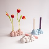 Molecules - Double candle holder - Blue marble - Marble - Design : Extra&ordinary Design 2
