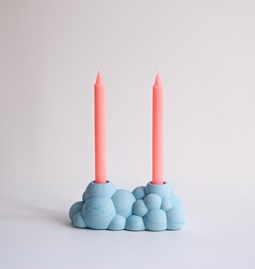 Molecules - Double candle holder - Blue marble