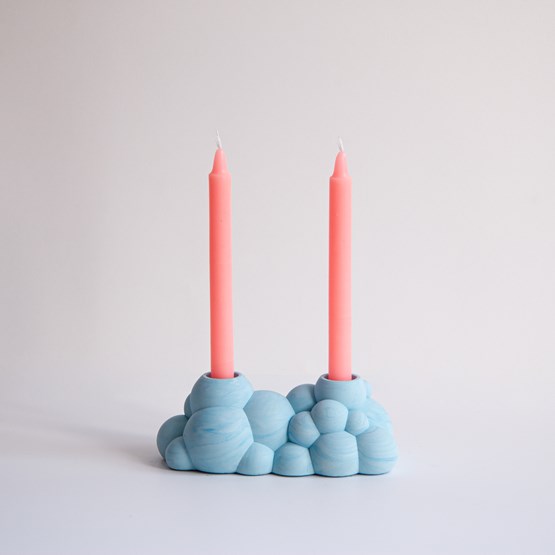 Molecules - Double candle holder - Blue marble - Marble - Design : Extra&ordinary Design