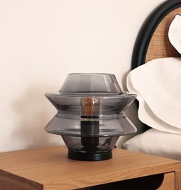 Blown Glass Table Lamp KATY in Gris Anthracite