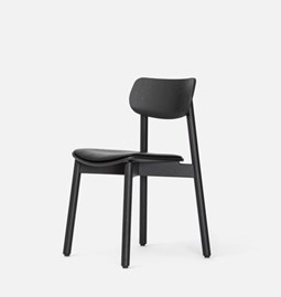 Chaise OTIS - Noir + Assise en cuir noir