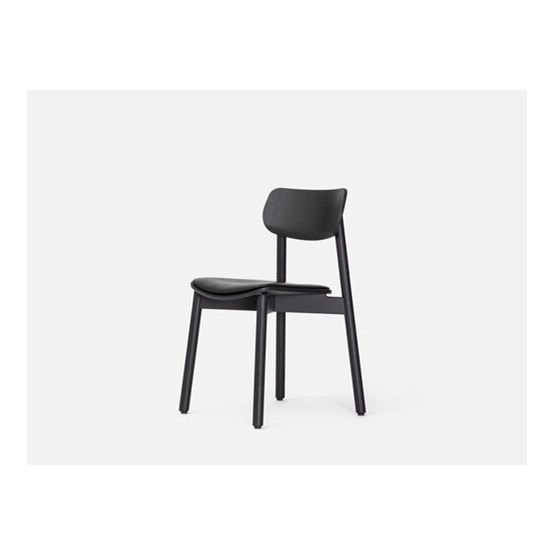 Chaise OTIS - Noir + Assise en cuir noir - Design : John Green