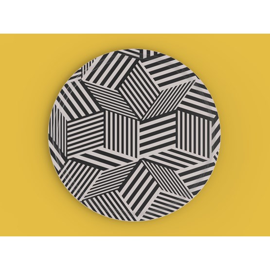 Penrose Black Stripes  Round Tray - Design : ICH&KAR