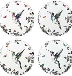 Set de 4 sets de table à motif colibri - Blanc