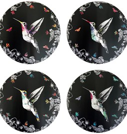 Set of 4 Black Hummingbird Placemats 