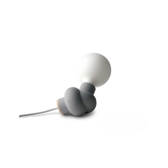 Lampe à poser NOEUD avec ampoule style Porcelaine - Béton et Bois - Design : Gone's