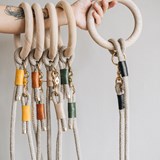 ECO-FRIENDLY ROPE LEASH WITH WOODEN HANDLE. ASH  - tan - Light Wood - Design : BAND&ROLL 6