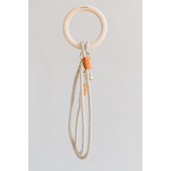 ECO-FRIENDLY ROPE LEASH WITH WOODEN HANDLE ASH  - tan - Light Wood - Design : BAND&ROLL