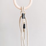 ECO-FRIENDLY ROPE LEASH WITH WOODEN HANDLE. ASH  - tan - Light Wood - Design : BAND&ROLL 14