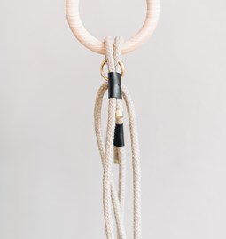  ROPE LEASH WITH WOODEN HANDLE ASH - black