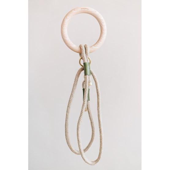  ROPE LEASH WITH WOODEN HANDLE. ASH - green - Green - Design : BAND&ROLL