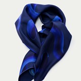 Silk Scarf SOLEFÉRINO Night - Blue - Design : Déjà-Vu 5