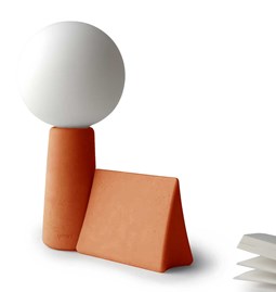 Lampe de table PHARE béton teinté terracotta avec son marque-page Bicoque - Ampoule LED effet porcelaine