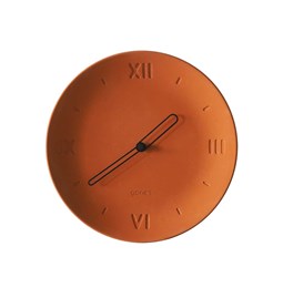 Horloge ANTAN aiguilles noires - Béton teinté terracotta