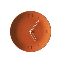 Horloge ANTAN aiguilles blanches - Béton teinté terracotta