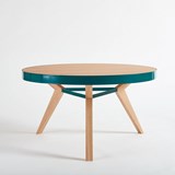 SPOT coffee table - turquoise steel and wood  5