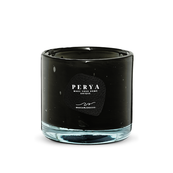 Bougie parfumée ONYX - Bois de santal, cèdre et musc - Noir - Design : Perya