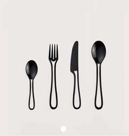 Glossy black OUTLINE cutlery 24 pieces dining set