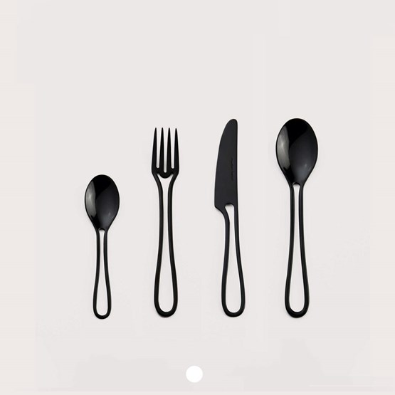 Glossy black OUTLINE cutlery 24 pieces dining set - Black - Design : Maarten Baptist