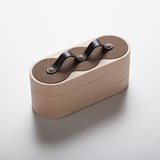 Nestable box 3x3 - cork / black leather - Light Wood - Design : Philibar 2